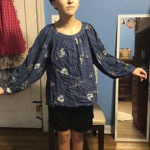 Blue floral blouse